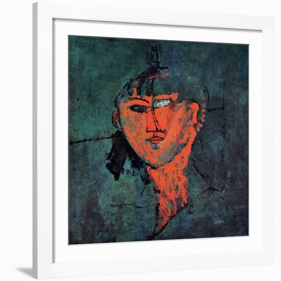 Head portrait-Amedeo Modigliani-Framed Art Print