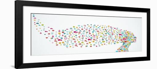 Head Shape Social Media Icons-cienpies-Framed Premium Giclee Print