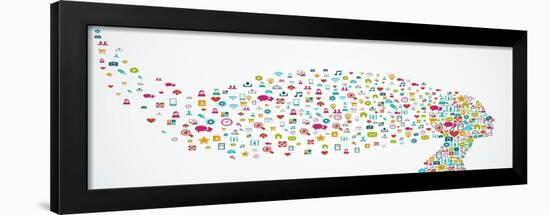 Head Shape Social Media Icons-cienpies-Framed Art Print