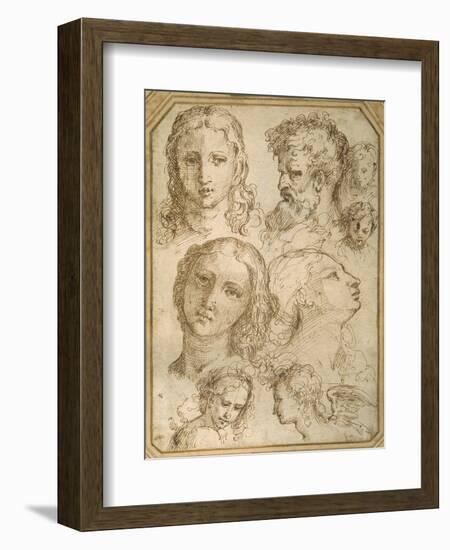 Head Studies: a Woman, an Angel, a Youth and a Bearded Man-Aurelio Luini-Framed Giclee Print