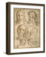 Head Studies: a Woman, an Angel, a Youth and a Bearded Man-Aurelio Luini-Framed Giclee Print