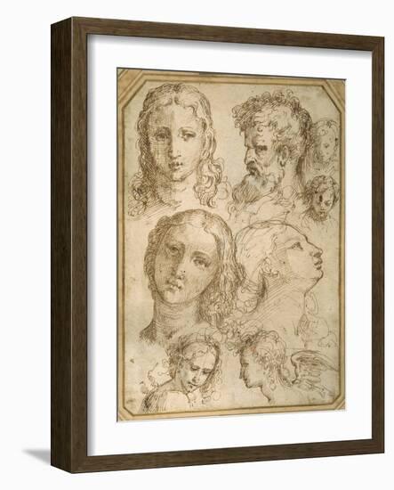 Head Studies: a Woman, an Angel, a Youth and a Bearded Man-Aurelio Luini-Framed Giclee Print