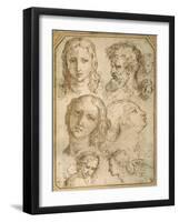 Head Studies: a Woman, an Angel, a Youth and a Bearded Man-Aurelio Luini-Framed Giclee Print