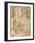 Head Studies: a Woman, an Angel, a Youth and a Bearded Man-Aurelio Luini-Framed Giclee Print