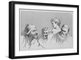 Head Studies from Cartoons at Hampton Court (Engraving)-William Hogarth-Framed Giclee Print