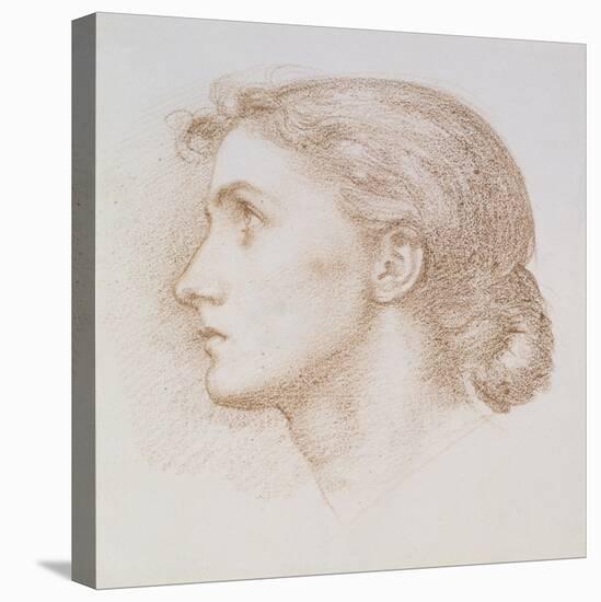 Head Study of a Young Woman, C.1880 (Chalk on Paper)-Edward John Poynter-Stretched Canvas