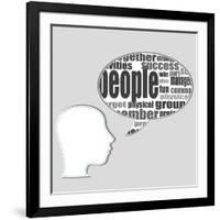 Head with the Words on the Topic of Social Networking and Media-fotoscool-Framed Art Print