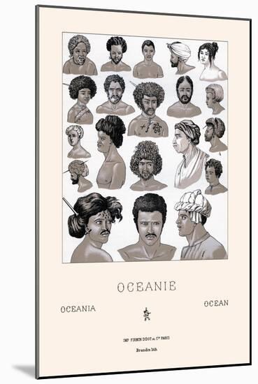 Headdresses and Hairstyles of Oceania-Racinet-Mounted Art Print