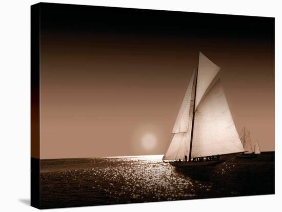 Heading Out Sepia-Ben James-Stretched Canvas