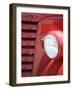 Headlight and Partial Grill of a Red Antique Truck-Kathleen Clemons-Framed Photographic Print