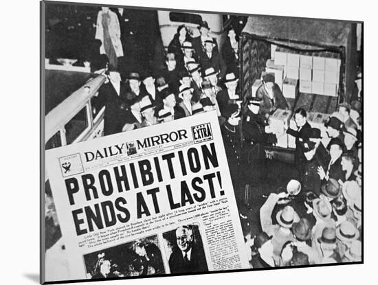 Headline Declaring the End of Prohibition, 6th December, 1933-null-Mounted Premium Giclee Print