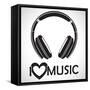 Headphones Logo Icon “I Love Music” I for the Creative Use in Graphic Design-Bastian Gnüchwitz-Framed Stretched Canvas