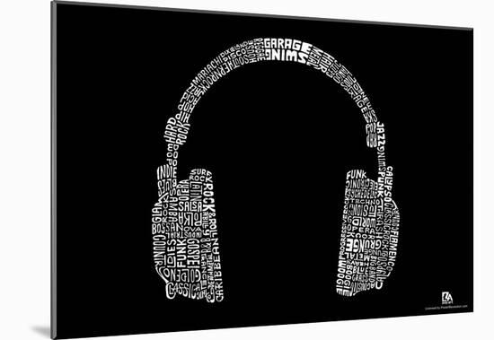 Headphones Music Genres Text Poster-null-Mounted Poster