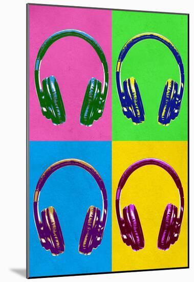 Headphones Pop Art Poster-null-Mounted Poster