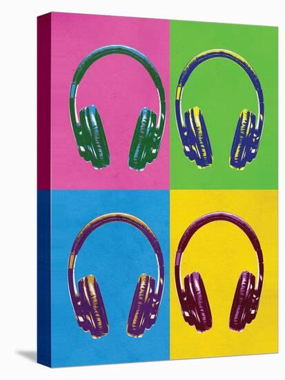 Headphones Pop Art Poster-null-Stretched Canvas