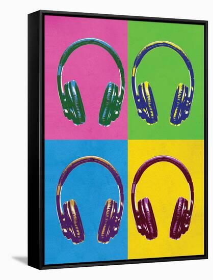 Headphones Pop Art Poster-null-Framed Stretched Canvas