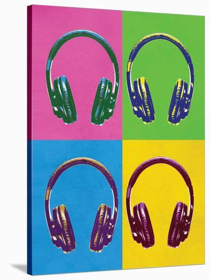 Headphones Pop Art Poster-null-Stretched Canvas