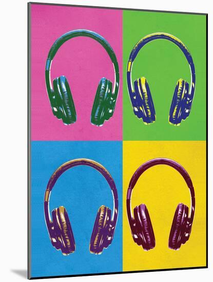 Headphones Pop Art Poster-null-Mounted Poster