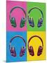 Headphones Pop Art Poster-null-Mounted Poster