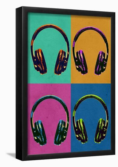 Headphones Vintage Style Pop Art Poster-null-Framed Poster