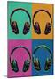 Headphones Vintage Style Pop Art Poster-null-Mounted Poster