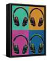 Headphones Vintage Style Pop Art Poster-null-Framed Stretched Canvas