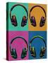 Headphones Vintage Style Pop Art Poster-null-Stretched Canvas