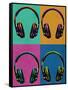 Headphones Vintage Style Pop Art Poster-null-Framed Stretched Canvas