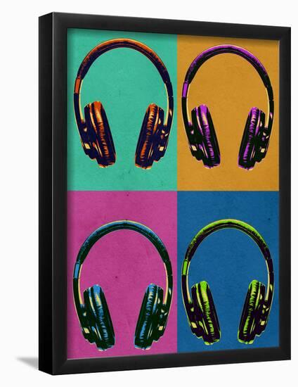 Headphones Vintage Style Pop Art Poster-null-Framed Poster