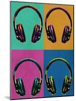 Headphones Vintage Style Pop Art Poster-null-Mounted Poster