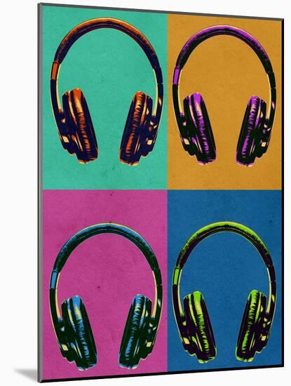 Headphones Vintage Style Pop Art Poster-null-Mounted Poster