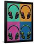 Headphones Vintage Style Pop Art Poster-null-Framed Poster