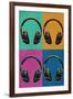 Headphones Vintage Style Pop Art-null-Framed Art Print