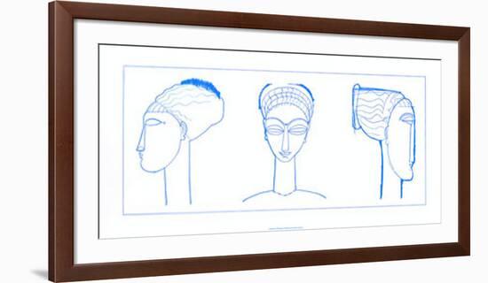 Heads in Blue-Amedeo Modigliani-Framed Serigraph