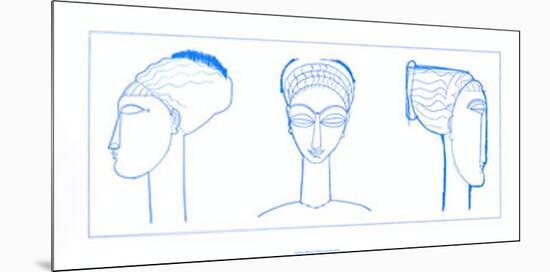 Heads in Blue-Amedeo Modigliani-Mounted Serigraph