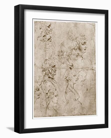 Heads of Girls, Young and Old Men, 1478-1480-Leonardo da Vinci-Framed Giclee Print