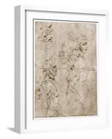 Heads of Girls, Young and Old Men, 1478-1480-Leonardo da Vinci-Framed Giclee Print