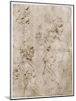 Heads of Girls, Young and Old Men, 1478-1480-Leonardo da Vinci-Mounted Giclee Print