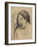 Heads of Tahitian Women, Frontal and Profile Views, 1891-93-Paul Gauguin-Framed Giclee Print