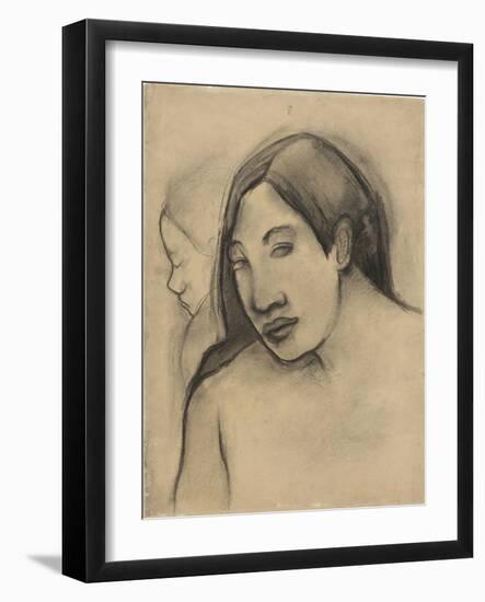 Heads of Tahitian Women, Frontal and Profile Views, 1891-93-Paul Gauguin-Framed Giclee Print