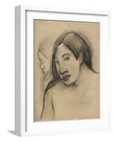 Heads of Tahitian Women, Frontal and Profile Views, 1891-93-Paul Gauguin-Framed Giclee Print