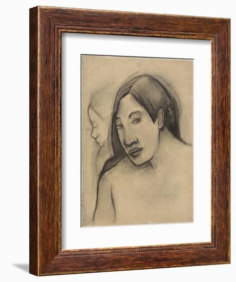 Heads of Tahitian Women, Frontal and Profile Views, 1891-93-Paul Gauguin-Framed Giclee Print