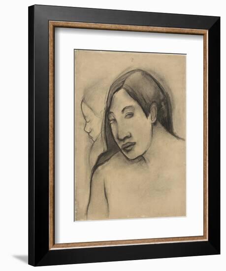 Heads of Tahitian Women, Frontal and Profile Views, 1891-93-Paul Gauguin-Framed Giclee Print