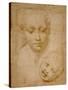 Heads of the Virgin and Child, 1508-1510, Silverpoint on Orange-Pink Paper-Raphael-Stretched Canvas