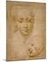 Heads of the Virgin and Child, 1508-1510, Silverpoint on Orange-Pink Paper-Raphael-Mounted Giclee Print