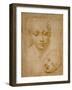 Heads of the Virgin and Child, 1508-1510, Silverpoint on Orange-Pink Paper-Raphael-Framed Giclee Print