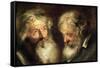 Heads of Two Old Men-Jacob Jordaens-Framed Stretched Canvas