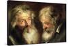 Heads of Two Old Men-Jacob Jordaens-Stretched Canvas