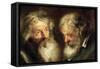 Heads of Two Old Men-Jacob Jordaens-Framed Stretched Canvas