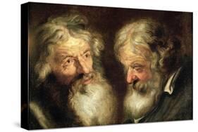 Heads of Two Old Men-Jacob Jordaens-Stretched Canvas